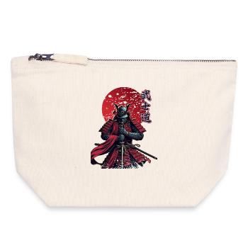 Samurai Krieger Bushido | Klassisches Rot | Begrenzt - Canvas Reißverschluss-Täschchen (18 x 19 cm) - Naturweiß - Vorne
