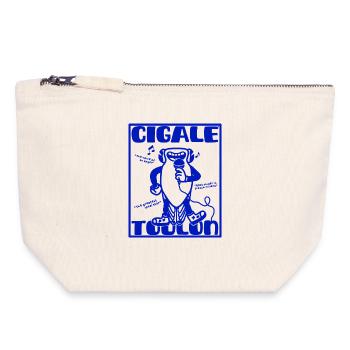 Singing cicada Toulon - Retro mascot Provence - Canvas Zip Pouch 18 x 19 cm - nature - Front