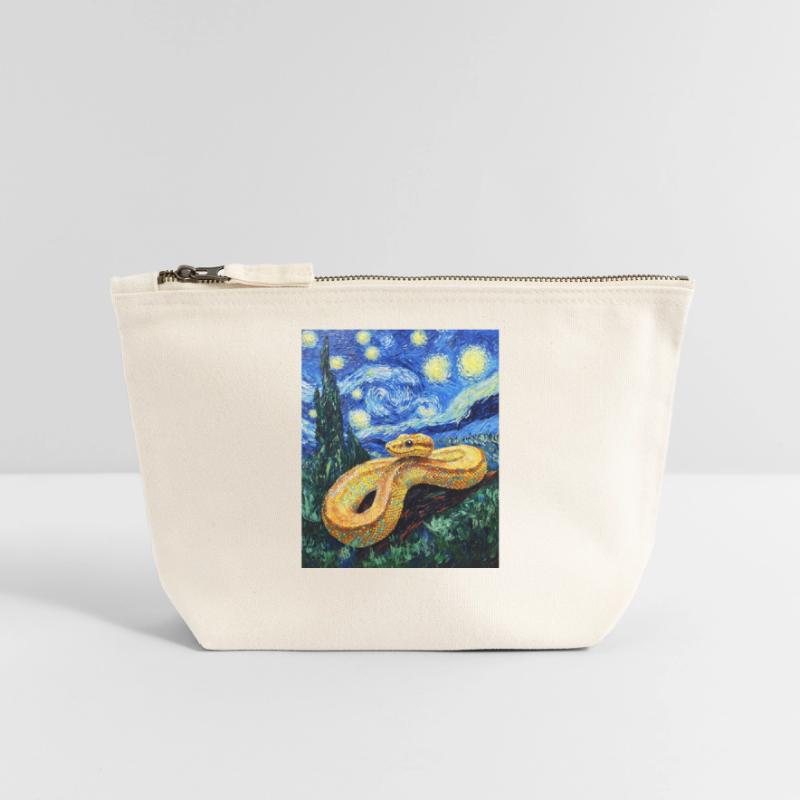 Snake Python Van Gogh Style Starry Night Canvas Zip Pouch 18 x 19 cm