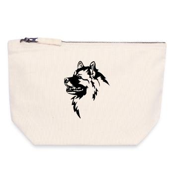 Tête de Wolfsspitz - Pochette zippée en toile 18 x 19 cm - blanc naturel - Devant