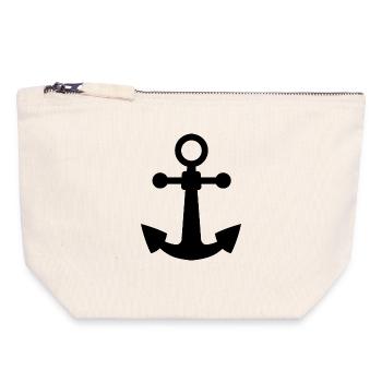 Anchor Symbol Icon Logo Sea Sea Water Graphic - Canvas Zip Pouch 18 x 19 cm - nature - Front