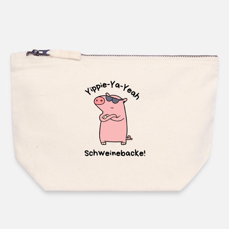 Yippie-Ya-yes Pork Cheek - Canvas Zip Pouch 18 x 19 cm - nature