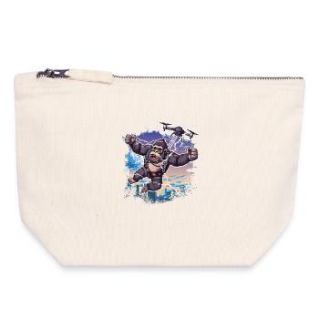 Gorilla Drone Kids Funny - Canvas Zip Pouch 18 x 19 cm - nature - Front