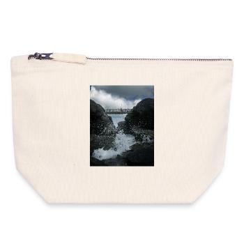Plan orageux du pont qui relie l’île de Porth - Pochette zippée en toile 18 x 19 cm - blanc naturel - Devant