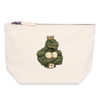 Starker Dino T-Rex König Cartoon Fitness Urwald - Canvas Reißverschluss-Täschchen (18 x 19 cm) - Naturweiß - Vorne