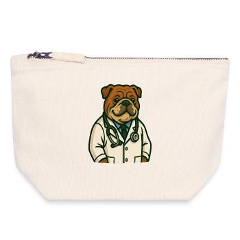 Bulldog Vet Doctor Illustration - Canvas Zip Pouch 18 x 19 cm - nature - Front