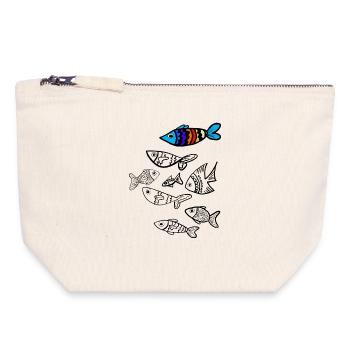 Bunter Fisch über Fische - Canvas Reißverschluss-Täschchen (18 x 19 cm) - Naturweiß - Vorne