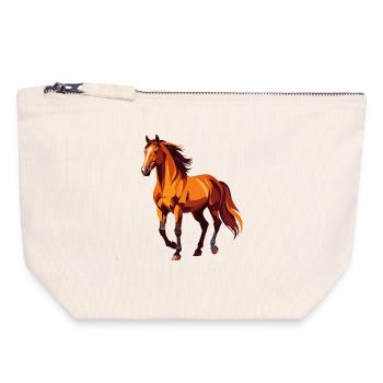 brown horse drawing graphic great horse motif - Canvas Zip Pouch 18 x 19 cm - nature - Front