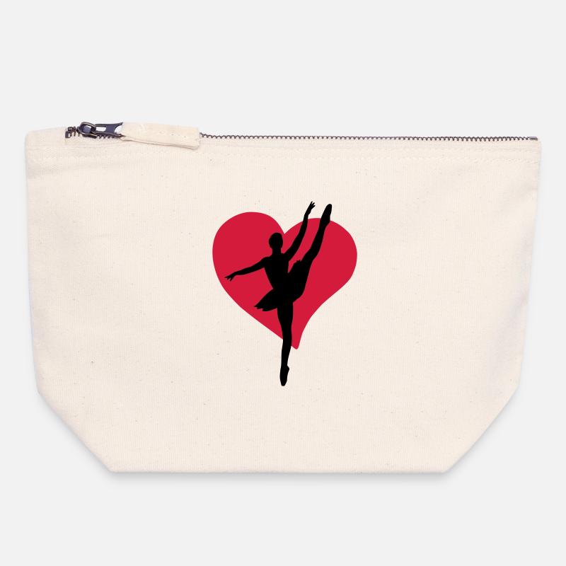 I love ballet - J'aime le ballet - Pochette zippée en toile 18 x 19 cm - blanc naturel