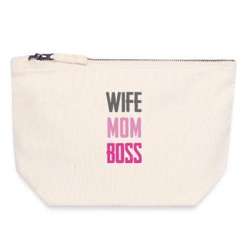 Wife Mom – Strong Role Statement - Canvas Zip Pouch 18 x 19 cm - nature - Front