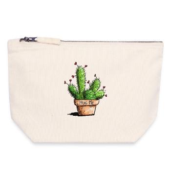 Hug Me Cactus - Plants - Love - Gift - Green - Canvas Zip Pouch 18 x 19 cm - nature - Front