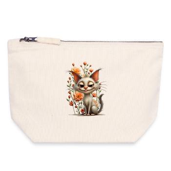 The mischievous cat Melodie and the floral splendor. - Canvas Zip Pouch 18 x 19 cm - nature - Front
