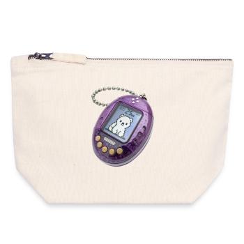 Cute Pixel Cat Alarm Clock - Canvas Zip Pouch 18 x 19 cm - nature - Front