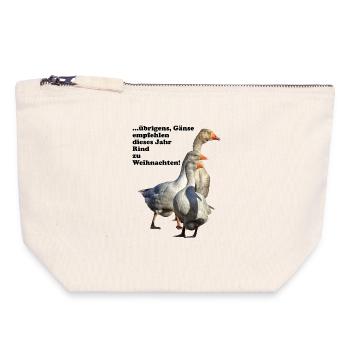Oie de Noël Recommandation Boeuf - Pochette zippée en toile 18 x 19 cm - blanc naturel - Devant