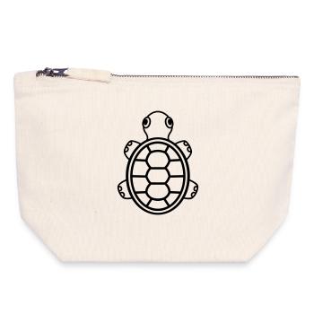 Bébé Tortue mignonne – Reptile comique pour le cœur - Pochette zippée en toile 18 x 19 cm - blanc naturel - Devant