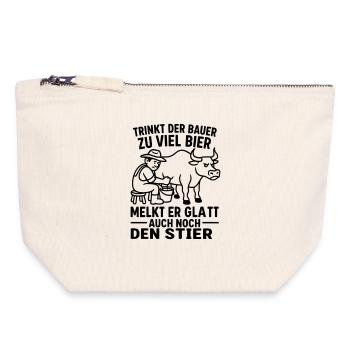Fermier traiteur de taureaux disant boire de la bière - Pochette zippée en toile 18 x 19 cm - blanc naturel - Devant