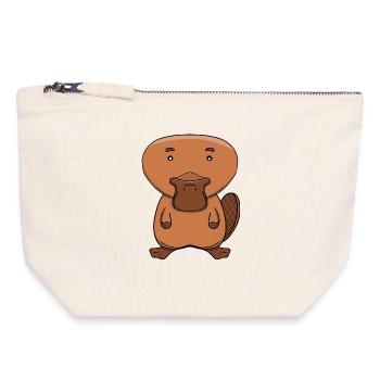 Niedlicher Schnabeltier Kawaii Australischer Tier-Cartoon - Canvas Reißverschluss-Täschchen (18 x 19 cm) - Naturweiß - Vorne