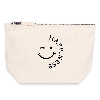 happiness smile - Canvas Reißverschluss-Täschchen (18 x 19 cm) - Naturweiß - Vorne