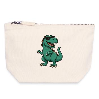Dino mit Sonnenbrille Cartoon - Canvas Reißverschluss-Täschchen (18 x 19 cm) - Naturweiß - Vorne