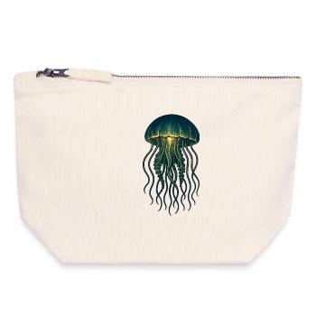 Glowing Jellyfish Deep Sea Neon - Canvas Zip Pouch 18 x 19 cm - nature - Front