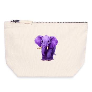 purple elephant - Canvas Zip Pouch 18 x 19 cm - nature - Front