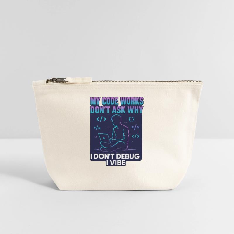 Mon code fonctionne Ne demande pas pourquoi – programmation drôle Pochette zippée en toile 18 x 19 cm