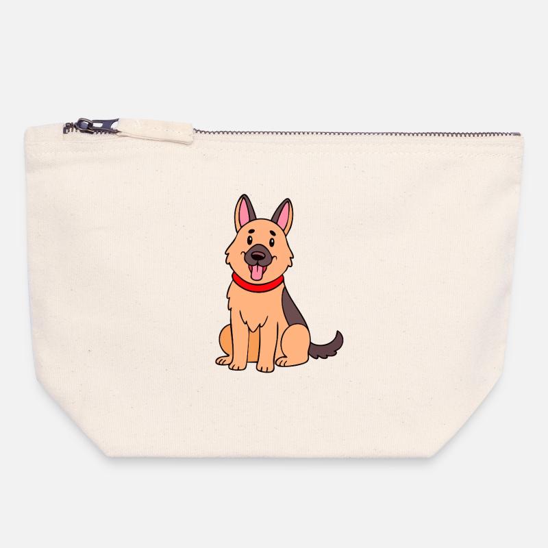 Cute German Shepherd (comic) - Canvas Zip Pouch 18 x 19 cm - nature