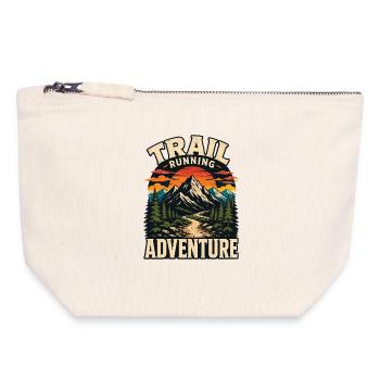 Aventure de course en sentier - Pochette zippée en toile 18 x 19 cm - blanc naturel - Devant