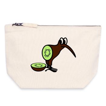 Kiwi - Pochette zippée en toile 18 x 19 cm - blanc naturel - Devant