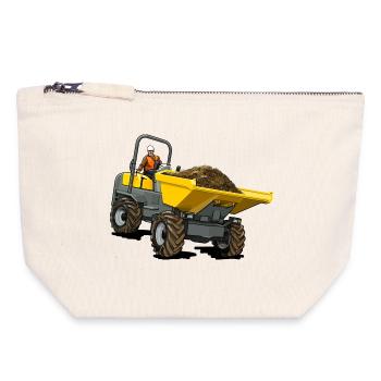Dumper, benne avant - Pochette zippée en toile 18 x 19 cm - blanc naturel - Devant