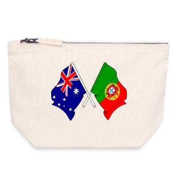 Drapeau de l’Australie et drapeau du Portugal - Pochette zippée en toile 18 x 19 cm - blanc naturel - Devant