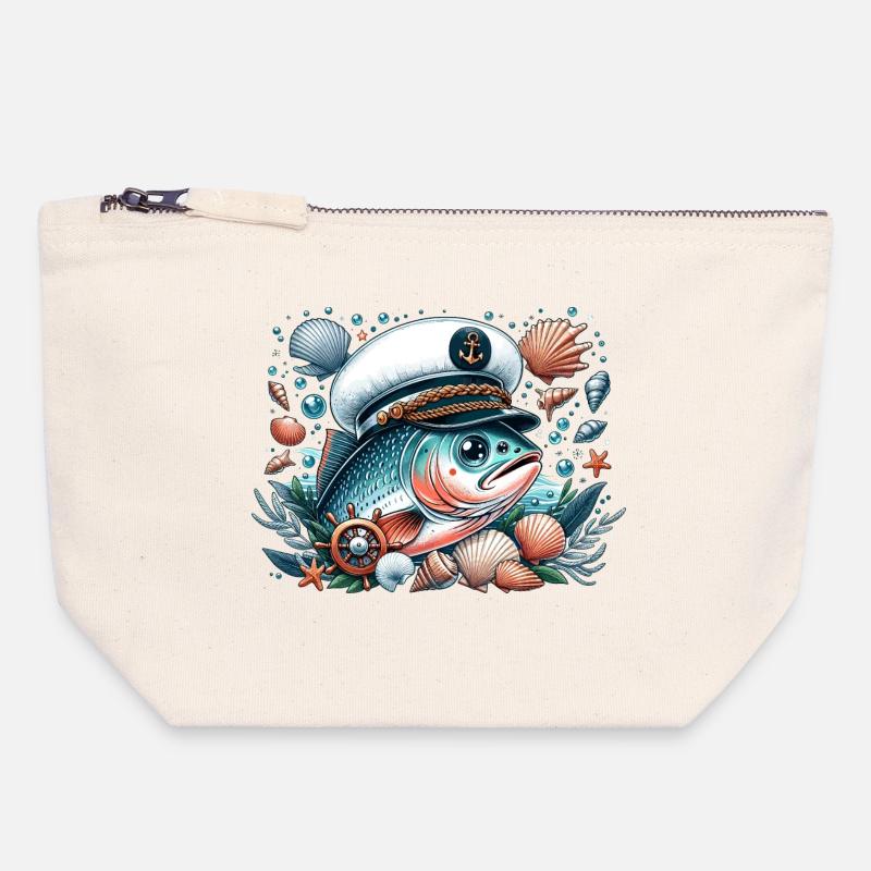 Captain Salmon - Canvas Zip Pouch 18 x 19 cm - nature