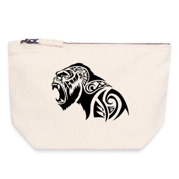 Gorilla Tribal Silberrücken - Canvas Reißverschluss-Täschchen (18 x 19 cm) - Naturweiß - Vorne