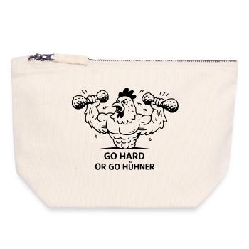 Pumps Fitness Go Hard or go Chickens - Canvas Zip Pouch 18 x 19 cm - nature - Front