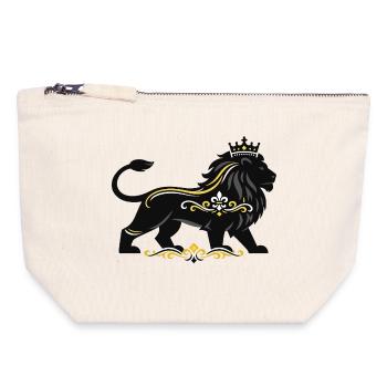 Royal Lion with Gold Ornament - Canvas Zip Pouch 18 x 19 cm - nature - Front