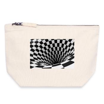 Black and white checkerboard vortex - Canvas Zip Pouch 18 x 19 cm - nature - Front