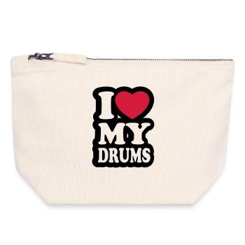 I love my drums - Canvas Zip Pouch 18 x 19 cm - nature - Front