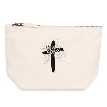 Il est ressuscité - Pochette zippée en toile 18 x 19 cm - blanc naturel - Devant