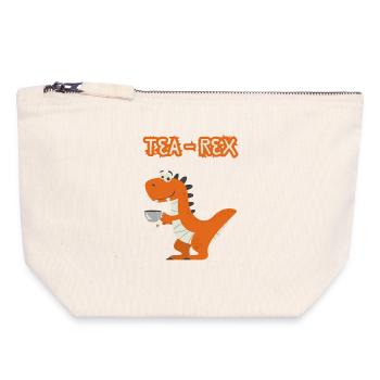 Tasse de thé TeaRex Dino - Pochette zippée en toile 18 x 19 cm - blanc naturel - Devant