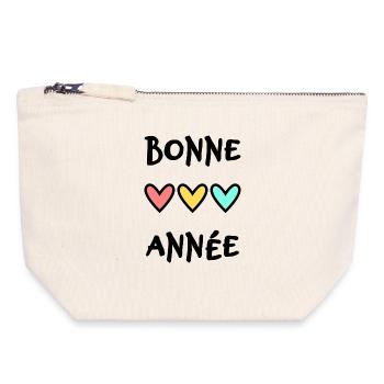 BONNE ANNEE. SAINT SYLVESTRE. NOUVELLE ANNÉE - Pochette zippée en toile 18 x 19 cm - blanc naturel - Devant
