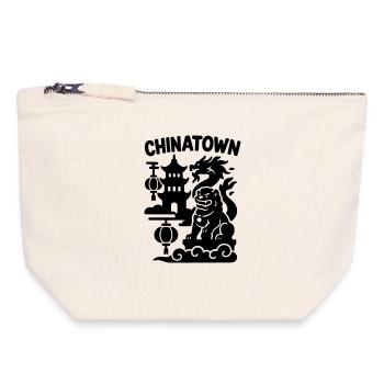 Quartier chinois - Pochette zippée en toile 18 x 19 cm - blanc naturel - Devant