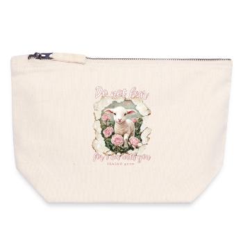 Lamb Christian Bible Verse - Canvas Zip Pouch 18 x 19 cm - nature - Front