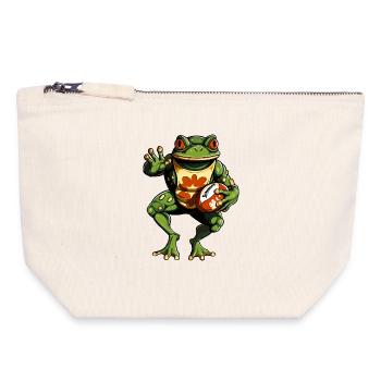 Rugby des Grenouilles - Pochette zippée en toile 18 x 19 cm - blanc naturel - Devant