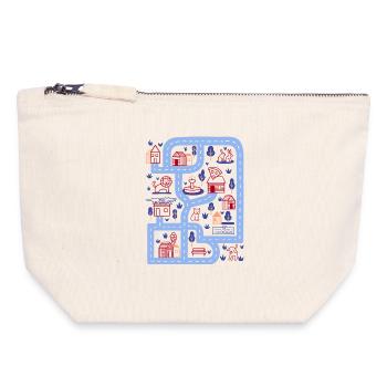 Rue de jeu - Pochette zippée en toile 18 x 19 cm - blanc naturel - Devant