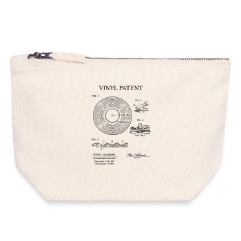 Plan de brevet pour vinyle vintage - Pochette zippée en toile 18 x 19 cm - blanc naturel - Devant