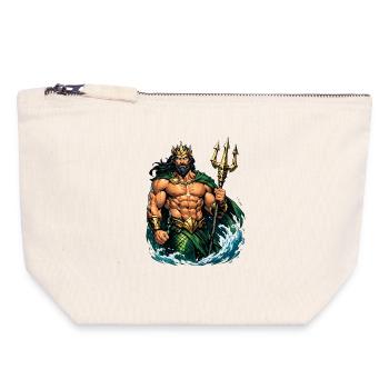 Poseidon King with Trident - Canvas Zip Pouch 18 x 19 cm - nature - Front