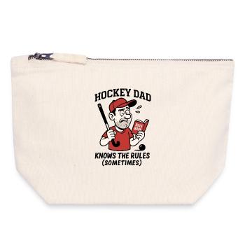 Papa du hockey - Connaît les règles (parfois) - Pochette zippée en toile 18 x 19 cm - blanc naturel - Devant