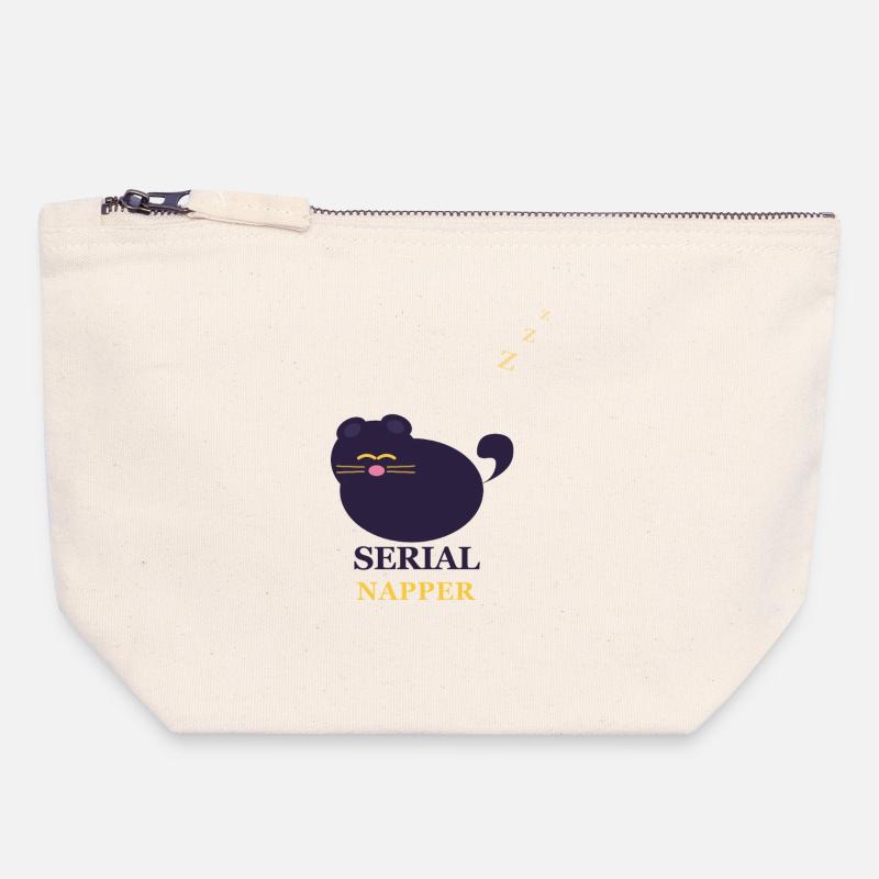 Serial Napper Cat - Canvas Zip Pouch 18 x 19 cm - nature