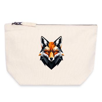 Geometrischer Fuchs Kopf - Canvas Reißverschluss-Täschchen (18 x 19 cm) - Naturweiß - Vorne