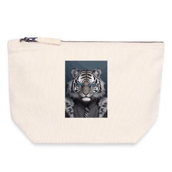 Black and grey royal tiger head with blue eyes - Canvas Zip Pouch 18 x 19 cm - nature - Front